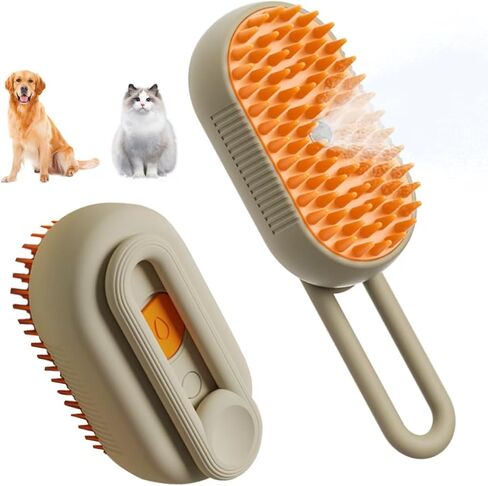 4 in 1 Cat Steam Brush for Shedding Dog Brush with Steam Pet Hair Cleaning Brush Comb for Spray Pet Grooming Soft Silicone Brush for Long & Short Haired Pets (White) in Kuwait