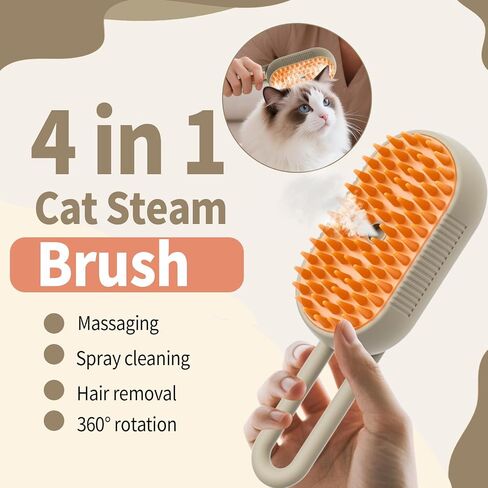 4 in 1 Cat Steam Brush for Shedding Dog Brush with Steam Pet Hair Cleaning Brush Comb for Spray Pet Grooming Soft Silicone Brush for Long & Short Haired Pets (White) in Kuwait