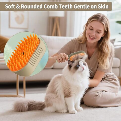 4 in 1 Cat Steam Brush for Shedding Dog Brush with Steam Pet Hair Cleaning Brush Comb for Spray Pet Grooming Soft Silicone Brush for Long & Short Haired Pets (White) in Kuwait