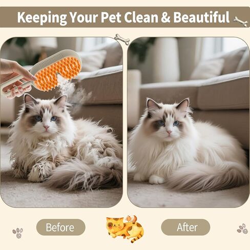 4 in 1 Cat Steam Brush for Shedding Dog Brush with Steam Pet Hair Cleaning Brush Comb for Spray Pet Grooming Soft Silicone Brush for Long & Short Haired Pets (White) in Kuwait