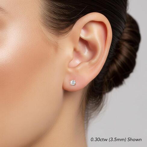 14K Yellow Gold Solitaire Round Lab Diamond Stud Earrings in Secure Screw-backs in Saudi Arabia