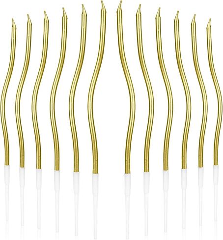12pcs شموع كعكة حلزونية ، تويست رفيعة طويلة عيد ميلاد الشموع شموع فيلاس تحت عنوان الحفلات كب كيك مع منصة للاحتفال بعيد ميلاد زفاف (ملونة) in Saudi Arabia
