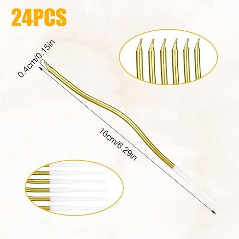 12pcs شموع كعكة حلزونية ، تويست رفيعة طويلة عيد ميلاد الشموع شموع فيلاس تحت عنوان الحفلات كب كيك مع منصة للاحتفال بعيد ميلاد زفاف (ملونة) in Saudi Arabia