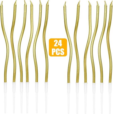 12pcs شموع كعكة حلزونية ، تويست رفيعة طويلة عيد ميلاد الشموع شموع فيلاس تحت عنوان الحفلات كب كيك مع منصة للاحتفال بعيد ميلاد زفاف (ملونة) in Saudi Arabia