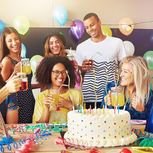 12pcs Spiral Cake Candles, Twist Slim Long Birthday Cake Candles Velas Themed Party Cupcake Decoration with Stand for Birthday Wedding Anniversary (Colorful) in Kuwait