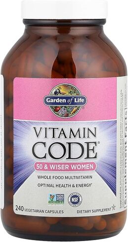 Garden of Life Multivitamin for Women 50 & Over ، Code Code Women 50 & Wiser Multi - 240 Capsules مع الفيتامينات A ، B ، C ، D3 ، E&K ، CoQ10 ، البروبيوتيك والإنزيمات in Saudi Arabia