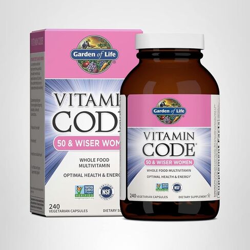 Garden of Life Multivitamin for Women 50 & Over ، Code Code Women 50 & Wiser Multi - 240 Capsules مع الفيتامينات A ، B ، C ، D3 ، E&K ، CoQ10 ، البروبيوتيك والإنزيمات in Saudi Arabia