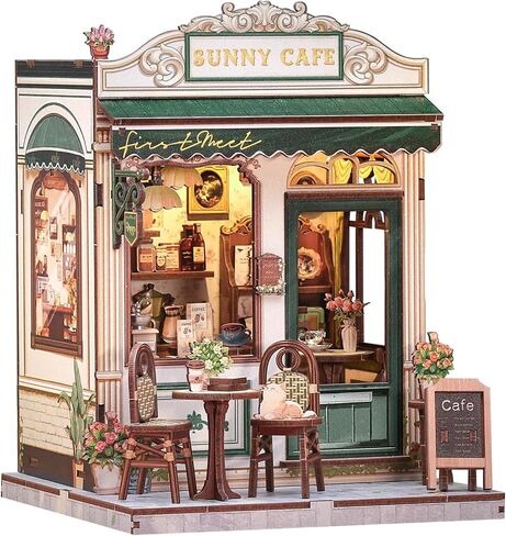 KuteFun Book Nook Kit - DIY Miniature Dollhouse Kit للبالغين والمراهقين ، مجموعة Building Building Mini Mini مع مكتبة LED مع رف الكتب LED إدراج الهدايا الإبداعية (معرض المكتبة) in Kuwait