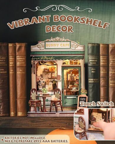 KuteFun Book Nook Kit - DIY Miniature Dollhouse Kit للبالغين والمراهقين ، مجموعة Building Building Mini Mini مع مكتبة LED مع رف الكتب LED إدراج الهدايا الإبداعية (معرض المكتبة) in Kuwait