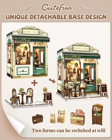 KuteFun Book Nook Kit - DIY Miniature Dollhouse Kit للبالغين والمراهقين ، مجموعة Building Building Mini Mini مع مكتبة LED مع رف الكتب LED إدراج الهدايا الإبداعية (معرض المكتبة) in Kuwait