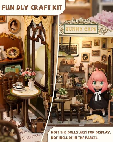 KuteFun Book Nook Kit - DIY Miniature Dollhouse Kit للبالغين والمراهقين ، مجموعة Building Building Mini Mini مع مكتبة LED مع رف الكتب LED إدراج الهدايا الإبداعية (معرض المكتبة) in Kuwait