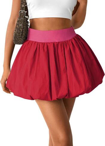 SOFIA'S CHOICE Women's Bubble Mini Skirt Puffy Hem High Waisted Short Skirts in Saudi Arabia