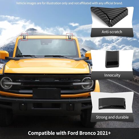 تغطية عمود زجاج الأماكن الزجاجية Cherocar سقف السقف السكك الحديدية رف تصاعد Cap Trim Trim For 2021 2022 2023 2024 2025+ Ford Bronco Overhead Compartment Cover Cover Expression in Kuwait