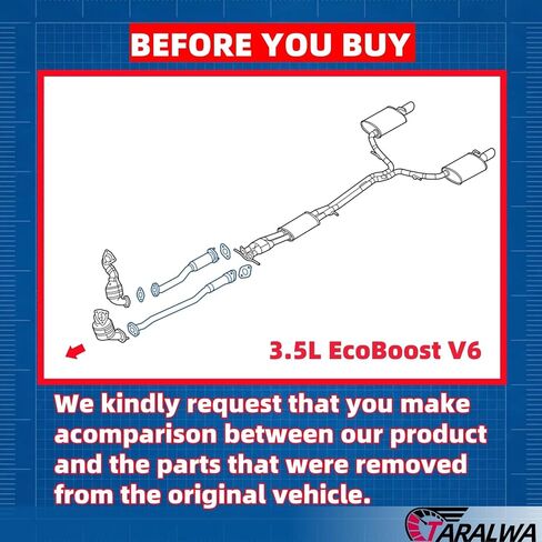 العادم كاتم الصوت Flex Pipe من الفولاذ المقاوم للصدأ متوافق مع 2013-2019 Ford Explorer 3.5L (مع Turbo) ، أداة اعتراض الشرطة 3.5L ، 2010-2019 FORD FLEX 3.5 ، LINCOLN MKT3.5 ؛ (مع Turbo) in Kuwait