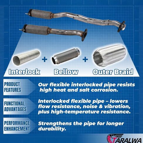 العادم كاتم الصوت Flex Pipe من الفولاذ المقاوم للصدأ متوافق مع 2013-2019 Ford Explorer 3.5L (مع Turbo) ، أداة اعتراض الشرطة 3.5L ، 2010-2019 FORD FLEX 3.5 ، LINCOLN MKT3.5 ؛ (مع Turbo) in Kuwait