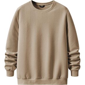 JMIERR Mens Crewneck Sweatshirt Casual Long Sleeve Texture Pullover Shirt for Men in Saudi Arabia