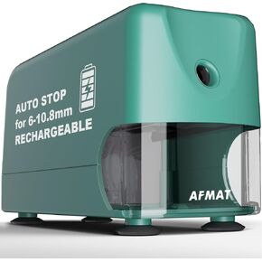 AFMAT Electric Pencil Sharpener Heavy Duty, Auto Stop Classroom Pencil Sharpeners for 6-11mm No.2/Colored Pencils, Rechargeable Pencil Sharpener for Large Pencils, Sharp Point, Save Pencils, Black in Kuwait