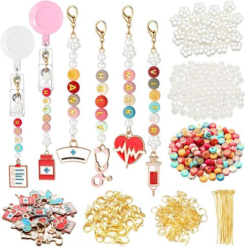 Suncalla 653 PCS DIY Nurse -keychain Making Kit Clip ممرضة ممرضة على سحر شارة بكرة الشارة للمساعد الطبي الطبيب إكسسوارات عمل زميل في العمل in Kuwait