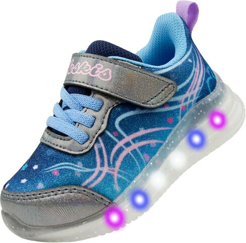 YESKIS Toddler Light Up Shoes for Girls Glitter LED Sole Breathable Lightweight Non Slip Running Sneakers for Toddler and Little Kid in Kuwait