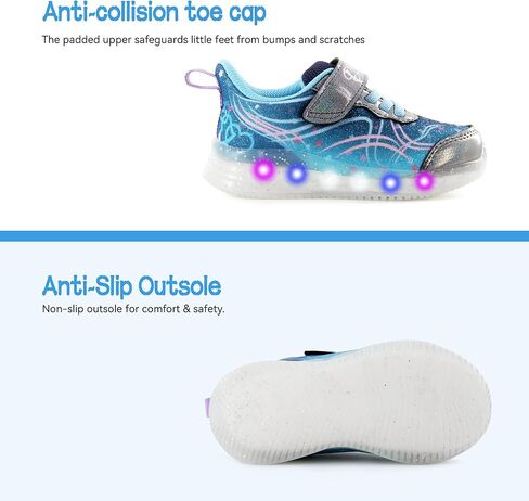 YESKIS Toddler Light Up Shoes for Girls Glitter LED Sole Breathable Lightweight Non Slip Running Sneakers for Toddler and Little Kid in Kuwait