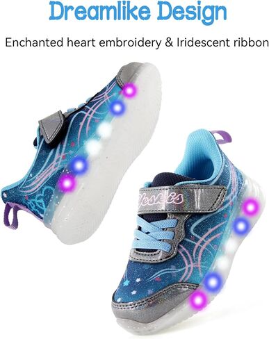 YESKIS Toddler Light Up Shoes for Girls Glitter LED Sole Breathable Lightweight Non Slip Running Sneakers for Toddler and Little Kid in Kuwait