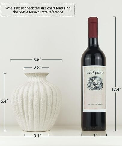 Handmade Ceramic Decorative Vase – Warm White Rustic Textured 10.4" Round Vase with Irregular Waves and Weathered Stone Finish for Home, Office, Farmhouse Decor in Saudi Arabia