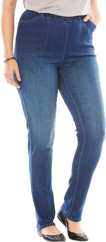 امرأة ضمن حجم زائد الساق مستقيمة الساق مرنة الخصر تمتد Fineline Denim Jean (صغيرتي ومتاح طويل القامة) in Saudi Arabia