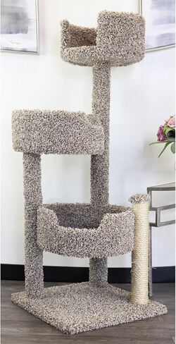 Southwestern Sanctuary Multi-Level Cat Cat Climbing Tower Cat Tree, Solid Wood and Carpet Construction, Modern Cat Tree with Scratch Post and Sturdy Base Speckled/26 L x 25" W x 49" H in Saudi Arabia