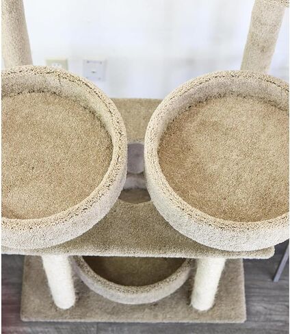 Southwestern Sanctuary Multi-Level Cat Cat Climbing Tower Cat Tree, Solid Wood and Carpet Construction, Modern Cat Tree with Scratch Post and Sturdy Base Speckled/26 L x 25" W x 49" H in Saudi Arabia