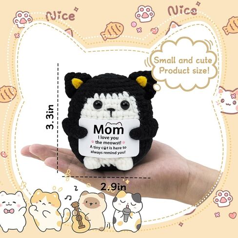 Birthday Gifts for Woman Friendship Black Cat Emotional Support Crochet for Daughter Son Sister BFF Coworker Cat Lover Sweet 16 Gifts for Girl Cheer Up Gift for Birthday Graduation Halloween Christmas in Saudi Arabia