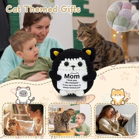 Birthday Gifts for Woman Friendship Black Cat Emotional Support Crochet for Daughter Son Sister BFF Coworker Cat Lover Sweet 16 Gifts for Girl Cheer Up Gift for Birthday Graduation Halloween Christmas in Saudi Arabia