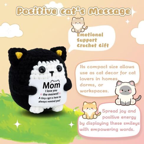 Birthday Gifts for Woman Friendship Black Cat Emotional Support Crochet for Daughter Son Sister BFF Coworker Cat Lover Sweet 16 Gifts for Girl Cheer Up Gift for Birthday Graduation Halloween Christmas in Saudi Arabia