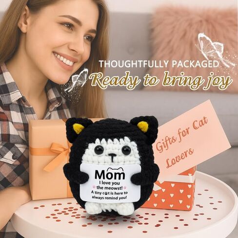 Birthday Gifts for Woman Friendship Black Cat Emotional Support Crochet for Daughter Son Sister BFF Coworker Cat Lover Sweet 16 Gifts for Girl Cheer Up Gift for Birthday Graduation Halloween Christmas in Saudi Arabia