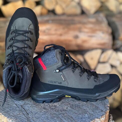Alpina STADOR Premium Hiking Boots | Ankle High | Waterproof | Breathable Membrane | Vibram Sole | Slip Resistant | Made in Europe in Saudi Arabia