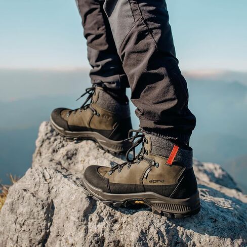 Alpina STADOR Premium Hiking Boots | Ankle High | Waterproof | Breathable Membrane | Vibram Sole | Slip Resistant | Made in Europe in Saudi Arabia