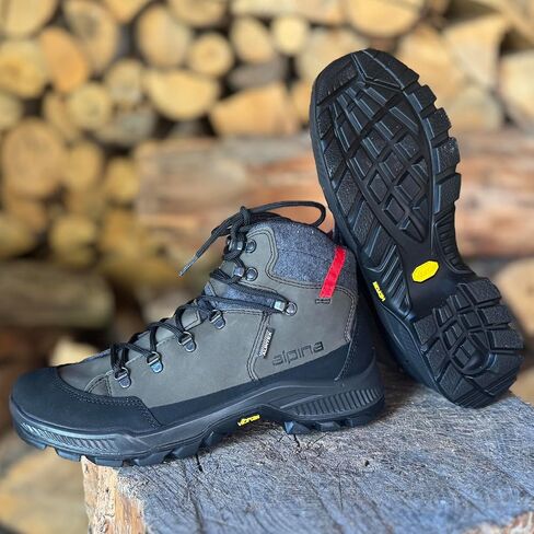 Alpina STADOR Premium Hiking Boots | Ankle High | Waterproof | Breathable Membrane | Vibram Sole | Slip Resistant | Made in Europe in Saudi Arabia
