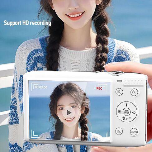 كاميرا Yoidesu الرقمية 5K بدقة 72 ميجابكسل مع تكبير بصري 16X، وكاميرا سفر بتركيز تلقائي AF، وكاميرا WiFi 2.8 LCD Retro UHD للتصوير الفوتوغرافي والفيديو والبث المباشر (أسود) in Kuwait