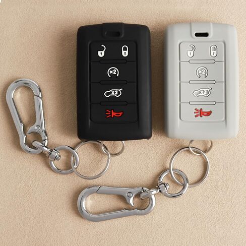 TANDRIVE 5-Button Key Fob Cover for Jeep 2025 Grand Cherokee Wagoneer, Silicone, 2-Pack, Black in Kuwait