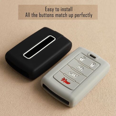TANDRIVE 5-Button Key Fob Cover for Jeep 2025 Grand Cherokee Wagoneer, Silicone, 2-Pack, Black in Kuwait