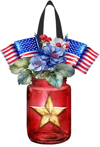 Briarwood Lane Red White and Beautiful Wood Door Hanger in Saudi Arabia