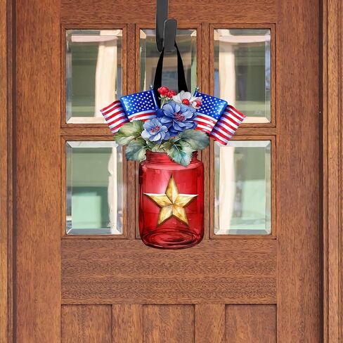 Briarwood Lane Red White and Beautiful Wood Door Hanger in Saudi Arabia