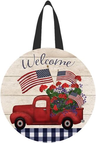 Briarwood Lane Red White and Beautiful Wood Door Hanger in Saudi Arabia