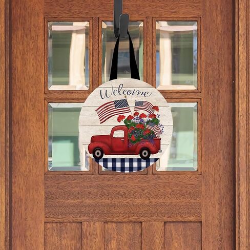Briarwood Lane Red White and Beautiful Wood Door Hanger in Saudi Arabia
