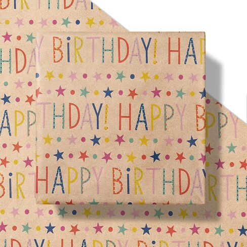 RUSPEPA Birthday Wrapping Paper Roll, Mini Roll, 17 in x 16.4 ft, Gold Foil Floral Wrapping Paper, Balloon and Butterfly Pattern Great Kraft Wrap for Girls, Women, Birthday, Party and Holiday in Saudi Arabia