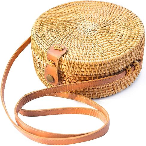 Boho Rattan Crossbody Bag for Women - Adjustable Shoulder Strap & Lightweight Design | Artisan Woven Beach Bag for Travel Essentials, Summer Picnic & Vacation Tote in Saudi Arabia