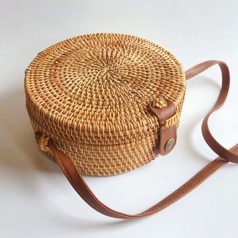 Boho Rattan Crossbody Bag for Women - Adjustable Shoulder Strap & Lightweight Design | Artisan Woven Beach Bag for Travel Essentials, Summer Picnic & Vacation Tote in Saudi Arabia