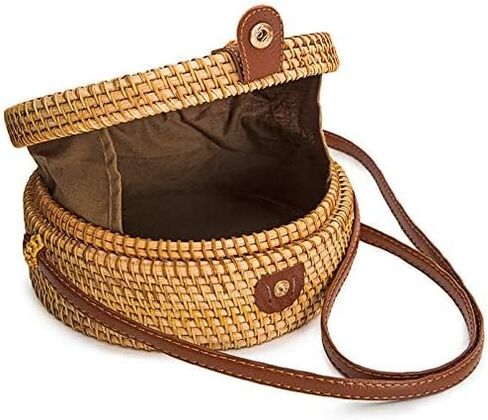 Boho Rattan Crossbody Bag for Women - Adjustable Shoulder Strap & Lightweight Design | Artisan Woven Beach Bag for Travel Essentials, Summer Picnic & Vacation Tote in Saudi Arabia