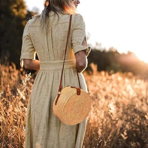 Boho Rattan Crossbody Bag for Women - Adjustable Shoulder Strap & Lightweight Design | Artisan Woven Beach Bag for Travel Essentials, Summer Picnic & Vacation Tote in Saudi Arabia