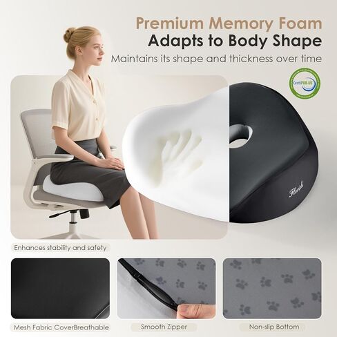 FLORICH Seat Cushion, Memory Foam Cushion for Office Chair, Ergonomic Office Seat Chair Cushion for Relieving Sciatica, Soft & Breathable Car Seat Cushion - Pink in Saudi Arabia
