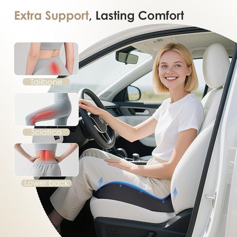 FLORICH Seat Cushion, Memory Foam Cushion for Office Chair, Ergonomic Office Seat Chair Cushion for Relieving Sciatica, Soft & Breathable Car Seat Cushion - Pink in Saudi Arabia